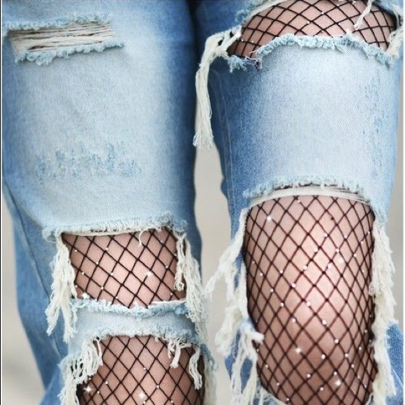 Rhinestone Fishnet Pantyhose! - Picture 1 of 1